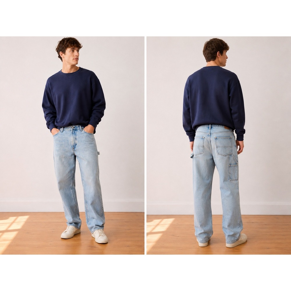 Gap Mens Loose Carpenter Jeans Light Blue Denim Utility Pants 32x32